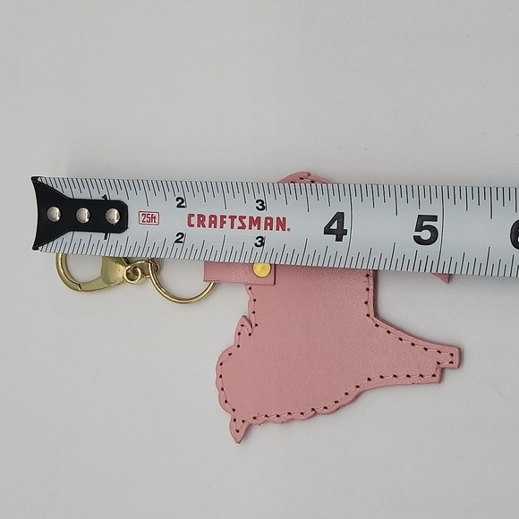 1976- Handmade Sheep Key Chain Genuine Leather Pink Color NWT - Picture 3 of 4